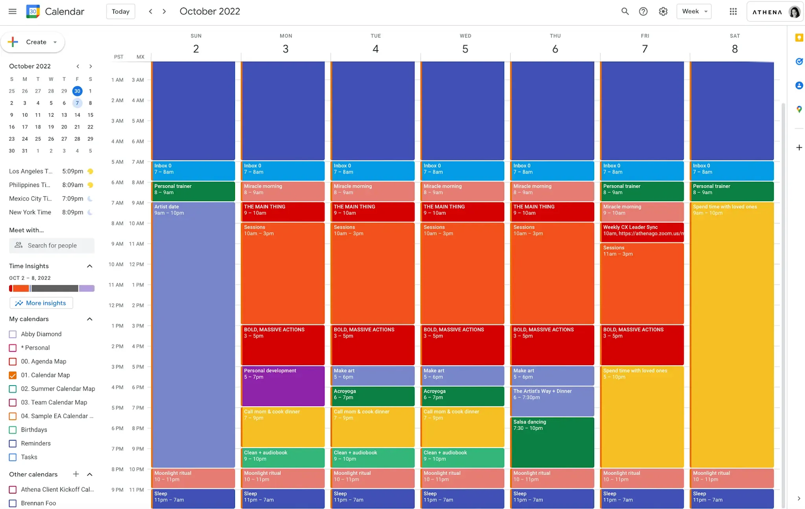 Virtual assistant for calendar management planning an executive's week